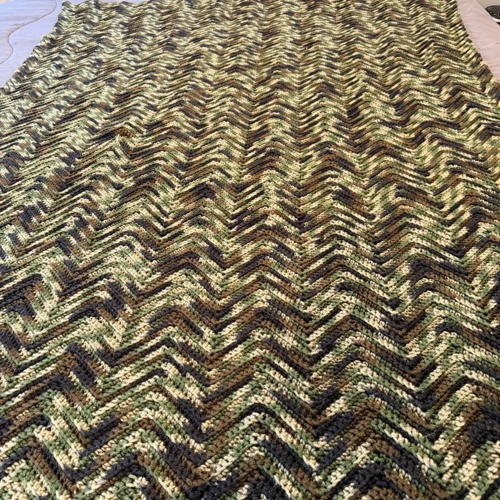Crochet Afghan Camo‎ Homemade Afghan Blanket Handmade Throw